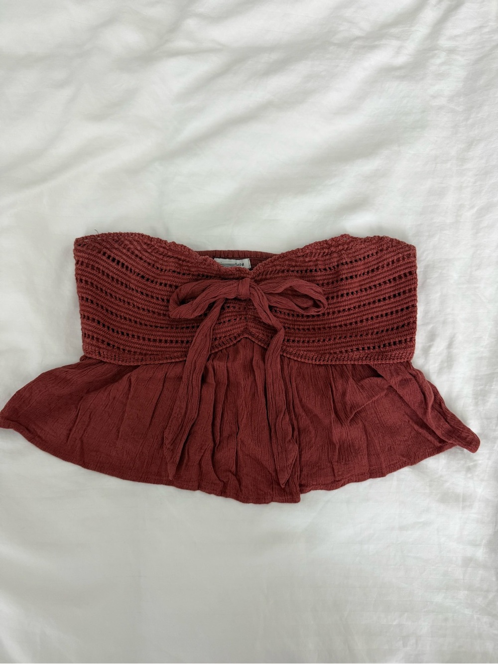 American Eagle Outfitters Rust Red Strapless Top